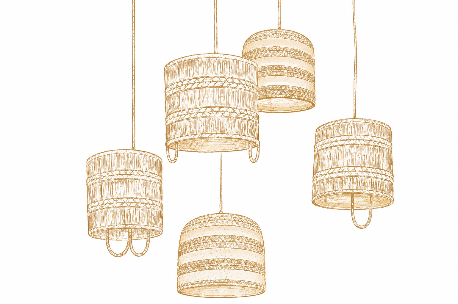 Décoration lampes en osier
